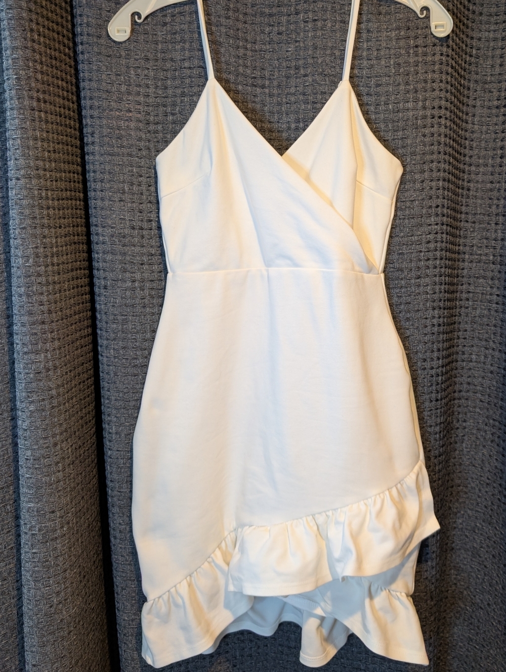Lulu's White Ruffle Hem Spaghetti Strap Dress
